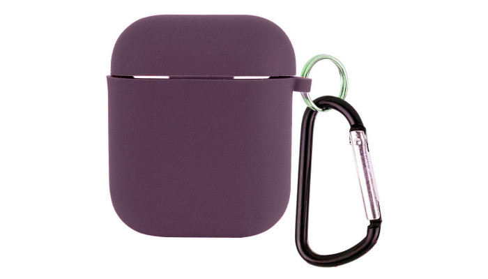 Силиконовый футляр с микрофиброй для наушников Airpods 1/2 Фиолетовый / Elderberry - фото