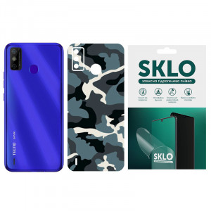 Захисна плівка SKLO Back (на задню панель) Camo для TECNO POP 4 LTE Блакитний / Army Blue