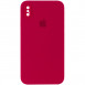 Чохол Silicone Case Square Full Camera Protective (AA) для Apple iPhone XS / X (5.8") Червоний / Rose Red