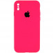 Чохол Silicone Case Square Full Camera Protective (AA) для Apple iPhone XS / X (5.8") Рожевий / Barbie pink