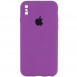 Чохол Silicone Case Square Full Camera Protective (AA) для Apple iPhone XS / X (5.8") Фіолетовий / Grape