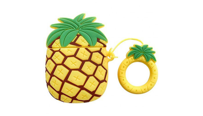Силіконовий футляр Smile Fruits series для навушників AirPods 1/2 + кільце Pineapple - фото