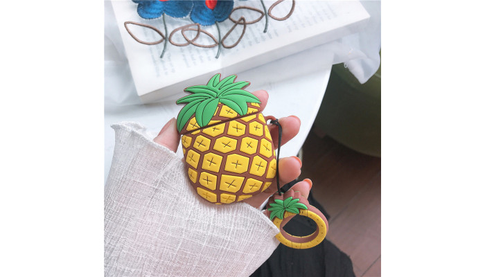 Силіконовий футляр Smile Fruits series для навушників AirPods 1/2 + кільце Pineapple - фото