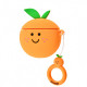 Силиконовый футляр Smile Fruits series для наушников AirPods 1/2 + кольцо orange - фото