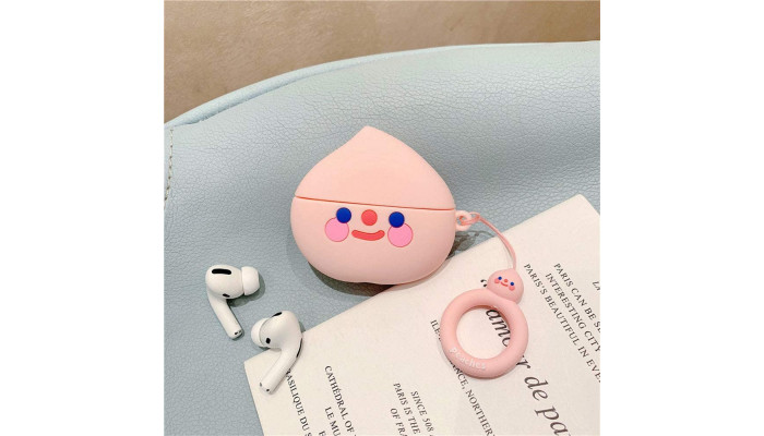 Силиконовый футляр Smile Fruits series для наушников AirPods 1/2 + кольцо Peach 2 - фото