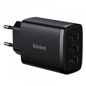 Сетевое зарядное устройство (зарядка) Baseus Compact 17W (3USB) (CCXJ02) Черный