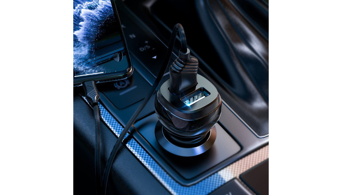 Автомобильное зарядное устройство Hoco Z40 (2USB 2.4A) + Lightning Черный - фото