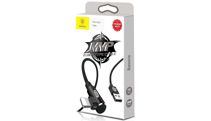 Дата кабель Baseus MVP Elbow Lightning Cable 2.4A (1m) (CALMVP) black - фото