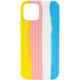 Чехол Silicone case Full Braided для Apple iPhone 13 Pro (6.1) (Желтый / Голубой) фото