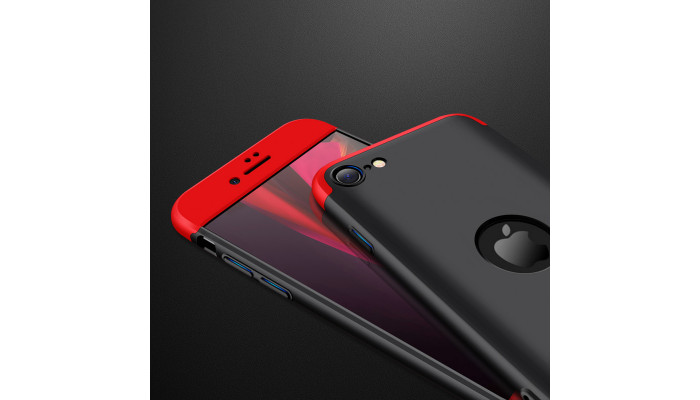 Пластикова накладка GKK LikGus 360 градусів (opp) з лого для Apple iPhone SE (2020) Чорний / Червоний - фото