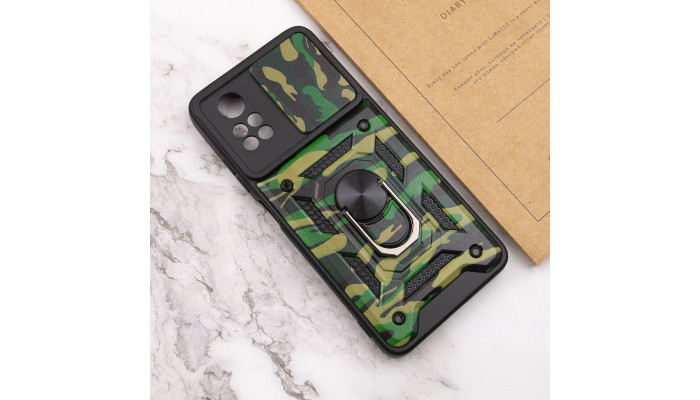Ударостійкий чохол Camshield Serge Ring Camo для Xiaomi Poco X4 Pro 5G Зелений / Army Green - фото