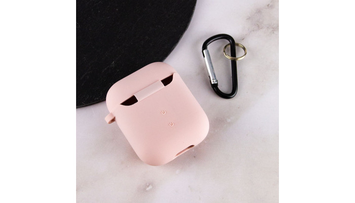 Силіконовий футляр з мікрофіброю для навушників Airpods 1/2 Рожевий / Pink Sand - фото