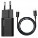 Сетевое зарядное устройство (зарядка) Baseus Super Si Quick Charger 1C 25W + Cable Type-C to Type-C 3A (1m) (TZCCSUP-L) Черный