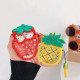 Силиконовый футляр Fruits series with Sparkles & Water для наушников AirPods 1/2 + кольцо strawberry / Красный - фото