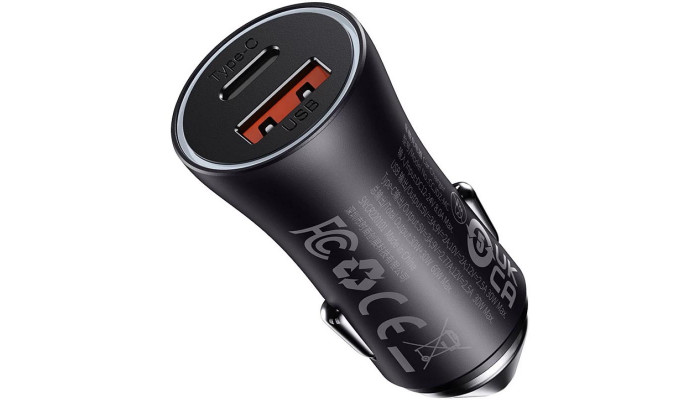 Автомобильное зарядное устройство Baseus Golden Contactor Max Dual USB+Type-C 60W (CGJM0001) Темно-серый - фото