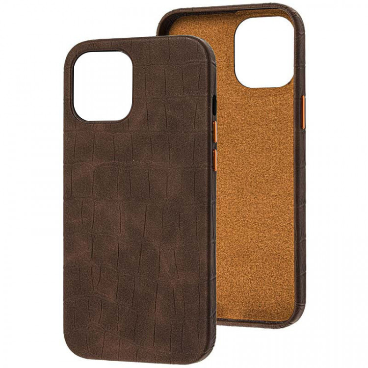 Кожаный чехол Croco Leather для Apple iPhone 13 mini (5.4) (Brown) фото