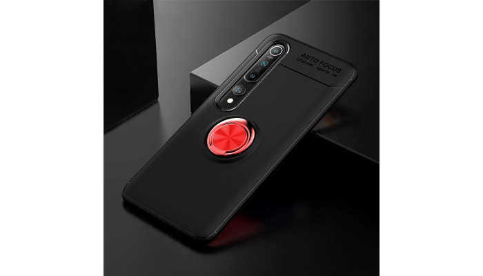 TPU чехол Deen ColorRing под магнитный держатель (opp) для Xiaomi Mi 10 / Mi 10 Pro Черный / Красный - фото