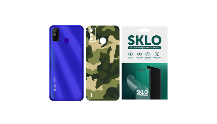 Защитная пленка SKLO Back (на заднюю панель) Camo для TECNO Spark 6 Зеленый / Army Green фото