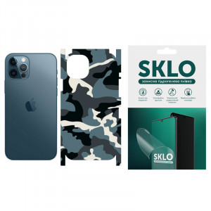 Защитная пленка SKLO Back (на заднюю панель+грани) Camo для Apple iPhone SE (2020) Голубой / Army Blue