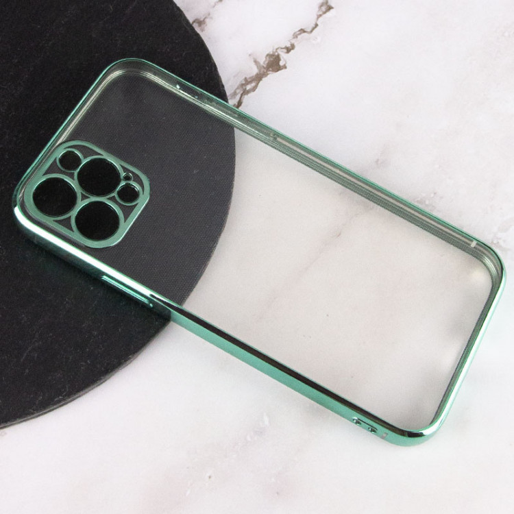 Прозрачный силиконовый чехол глянцевая окантовка Full Camera для Apple iPhone 13 Pro (6.1) (Зеленый) фото