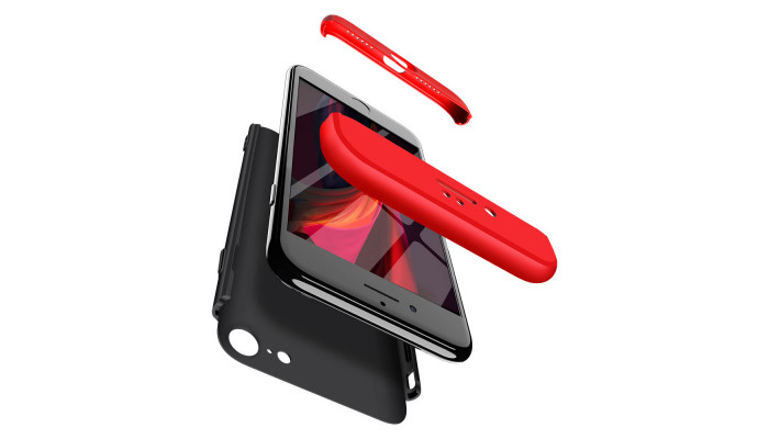 Пластикова накладка GKK LikGus 360 градусів (opp) з лого для Apple iPhone SE (2020) Чорний / Червоний - фото