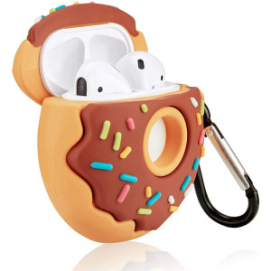 Силиконовый футляр Donut для наушников AirPods 1/2 Коричневый