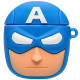 Силіконовий футляр Marvel & DC series для навушників AirPods 1/2 + карабін Капітан Америка/Синій - фото