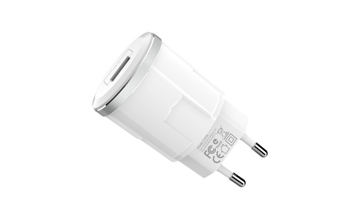 Мережевий зарядний пристрій (зарядка) Hoco C37A 2.4A 1USB white - фото