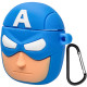 Силіконовий футляр Marvel & DC series для навушників AirPods 1/2 + карабін Капітан Америка/Синій - фото
