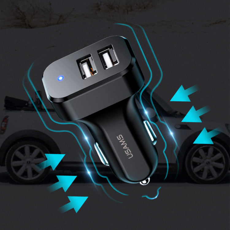 АЗУ USAMS US-CC087 C13 2.1A Dual USB Car Charger (Черный)