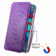 Кожаный чехол книжка GETMAN Mandala (PU) для Xiaomi Redmi Note 10 / Note 10s Фиолетовый - фото