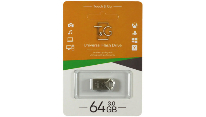 Флеш-драйв USB 3.0 Flash Drive T&G 106 Metal Series 64GB Серебряный - фото