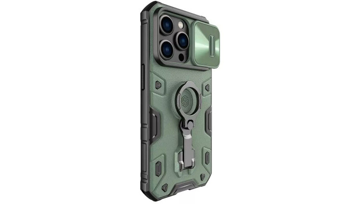 TPU+PC чехол Nillkin CamShield Armor Pro no logo (шторка на камеру) для Apple iPhone 14 Pro Max Зеленый - фото