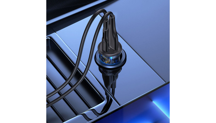Автомобільний зарядний пристрій Usams US-CC164 C32 30W 2 Ports A+C Transparent black - фото