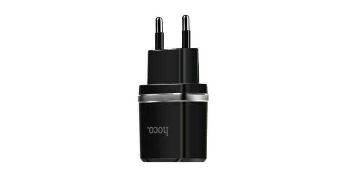 Сетевое зарядное устройство (зарядка) Hoco C12 Dual USB Charger 2.4A Черный - фото