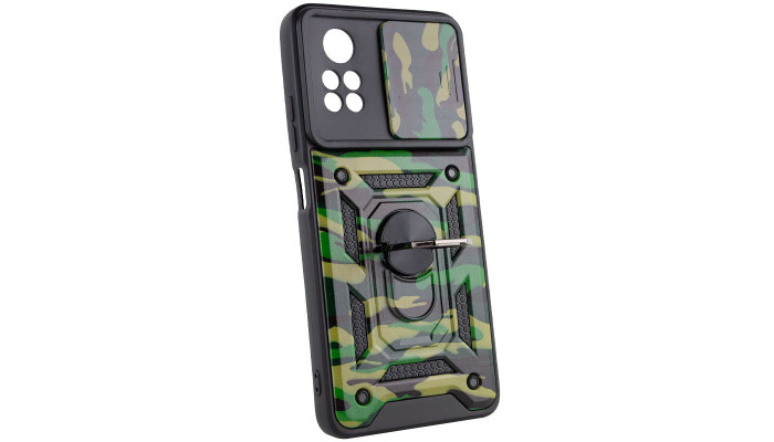 Ударопрочный чехол Camshield Serge Ring Camo для Xiaomi Poco X4 Pro 5G Зеленый / Army Green - фото