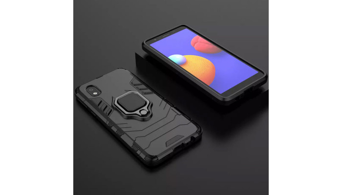 Ударопрочный чехол Transformer Ring for Magnet для Samsung Galaxy M01 Core / A01 Core Черный / Soul Black - фото