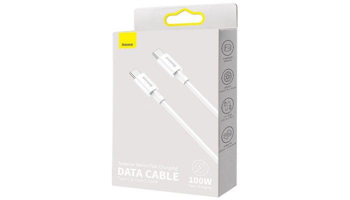 Дата кабель Baseus Superior Series Fast Charging Type-C to Type-C PD 100W (2m) (CATYS-C) Білий - фото