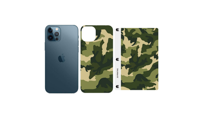 Защитная пленка SKLO Back (на заднюю панель+грани) Camo для Apple iPhone 13 Pro (6.1) Зеленый / Army Green фото