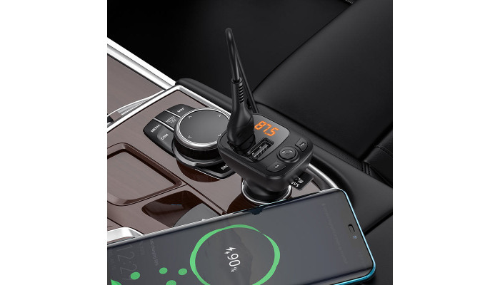 Автомобільний зарядний пристрій FM модулятор Borofone BC41 Eminency QC3.0 Чорний - фото