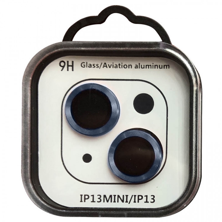 Защитное стекло Metal Classic на камеру (в упак.) для Apple iPhone 13 mini / 13 Синий / Blue - фото