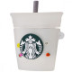 Силиконовый футляр Logo series для наушников AirPods 1/2 + карабин Starbucks Neon Cocktail - фото