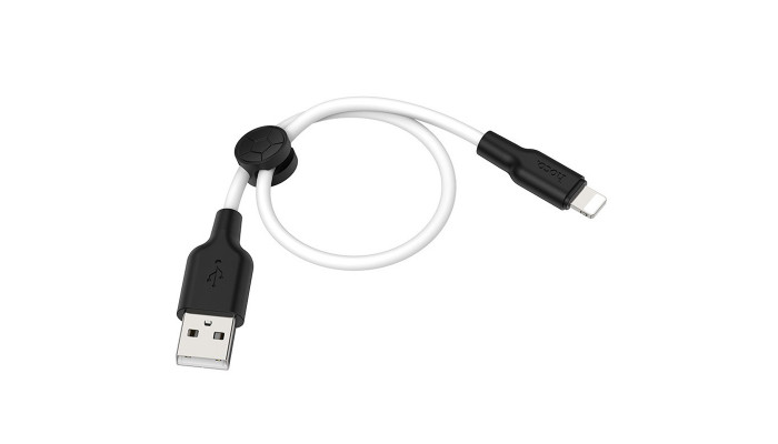 Дата кабель Hoco X21 Plus Silicone Lightning Cable (0.25m) black_white - фото