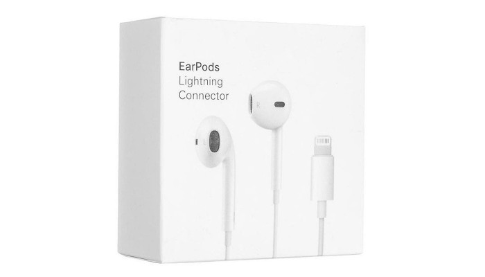 Наушники EarPods with Mic Lightning MMTN2ZM/A (AAA) (box, no logo) Белый - фото