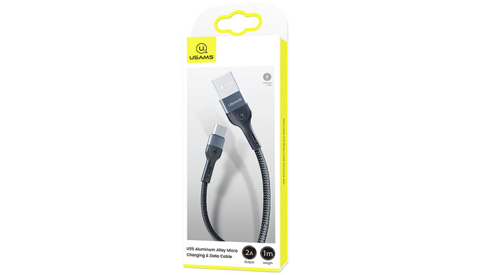 Дата кабель Usams US-SJ450 U55 Aluminum Alloy Braided USB to MicroUSB (1m) Black - фото
