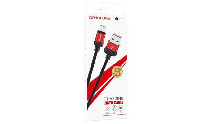 Дата кабель Borofone BX28 Dignity USB to Lightning (1m) Червоний - фото