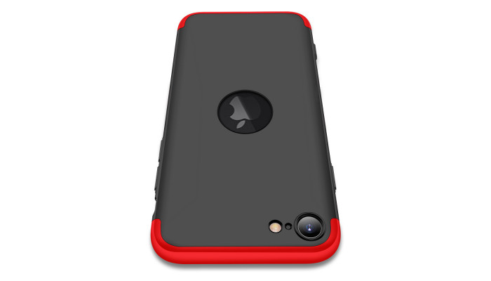 Пластиковая накладка GKK LikGus 360 градусов (opp) с лого для Apple iPhone SE (2020) Черный / Красный - фото