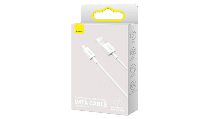 Дата кабель Baseus Superior Series Fast Charging MicroUSB Cable 2A (1m) (CAMYS) Білий - фото