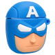 Силиконовый футляр Marvel & DC series для наушников AirPods 1/2 + карабин Капитан Америка/Синий - фото