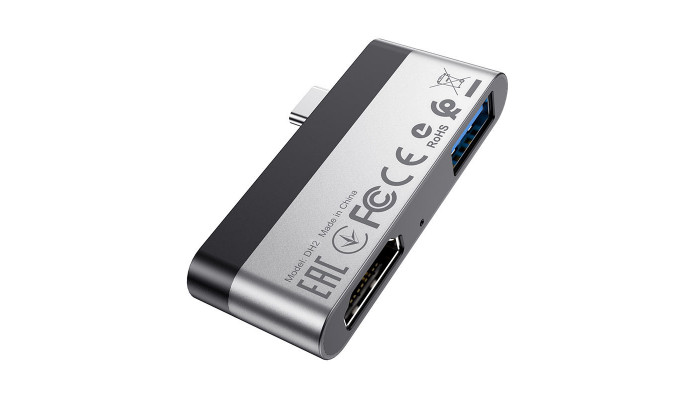 Перехідник Borofone DH2 Type-C to HDMI+USB3.0 Срібний / Чорний - фото